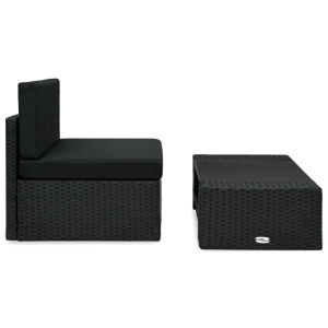 Set mobilier de grădină, 2 piese, negru, poliratan - Img 2