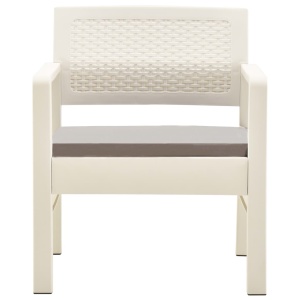 Set mobilier de grădină, 3 piese, alb, plastic - Img 3