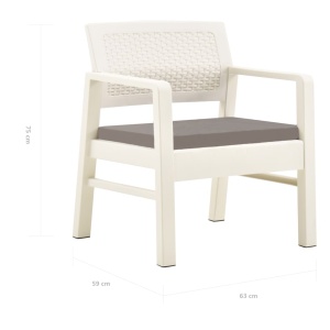 Set mobilier de grădină, 3 piese, alb, plastic - Img 9