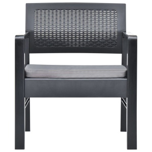 Set mobilier de grădină, 3 piese, antracit, plastic - Img 12