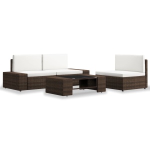 Set mobilier de grădină, 4 piese, maro, poliratan