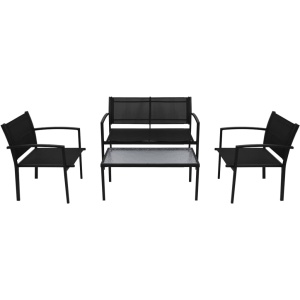 Set mobilier de grădină, 4 piese, negru, textilenă - Img 2