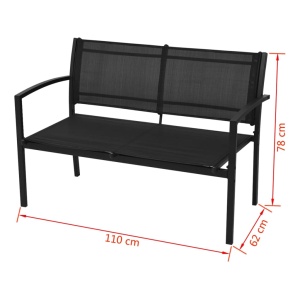 Set mobilier de grădină, 4 piese, negru, textilenă - Img 6