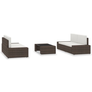 Set mobilier de grădină, 5 piese, maro, poliratan - Img 2