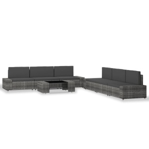 Set mobilier de grădină, 7 piese, gri, poliratan