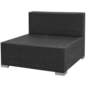 Set mobilier de grădină cu baldachin, 7 piese, negru, poliratan - Img 5