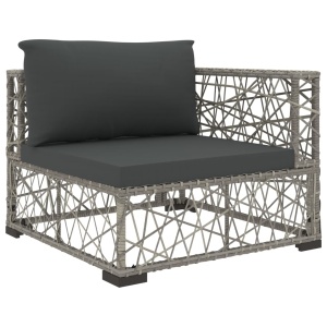 Set mobilier de grădină cu perne, 10 piese, gri, poliratan - Img 4