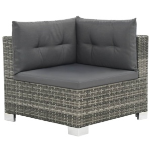 Set mobilier de grădină cu perne, 10 piese, gri, poliratan - Img 2