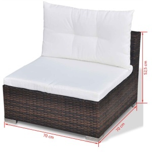 Set mobilier de grădină cu perne, 10 piese, maro, poliratan - Img 11
