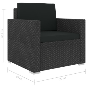 Set mobilier de grădină cu perne, 11 piese, negru, poliratan - Img 12