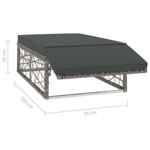 Set mobilier de grădină cu perne, 2 piese, gri, poliratan - Img 7