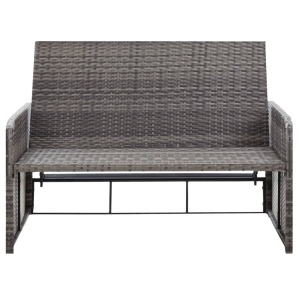 Set mobilier de grădină cu perne, 2 piese, gri, poliratan - Img 5