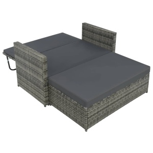 Set mobilier de grădină cu perne, 2 piese, gri, poliratan - Img 8