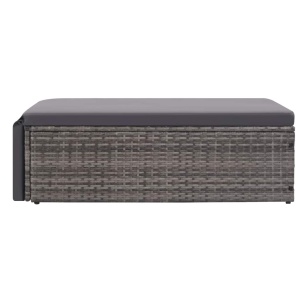 Set mobilier de grădină cu perne, 2 piese, gri, poliratan - Img 8
