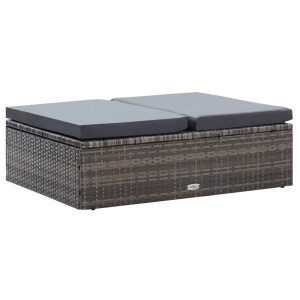 Set mobilier de grădină cu perne, 2 piese, gri, poliratan - Img 12
