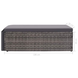 Set mobilier de grădină cu perne, 2 piese, gri, poliratan - Img 9