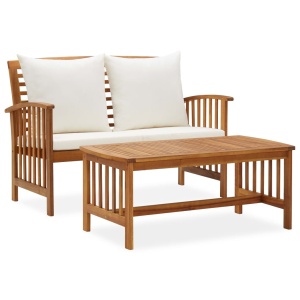 Set mobilier de grădină cu perne, 2 piese, lemn masiv de acacia