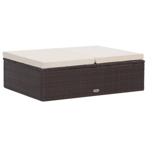 Set mobilier de grădină cu perne, 2 piese, maro, poliratan - Img 9