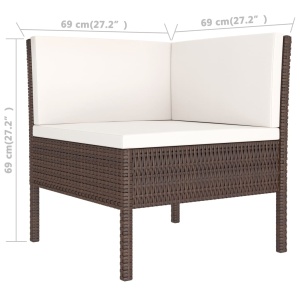 Set mobilier de grădină cu perne, 3 piese, maro, poliratan - Img 5
