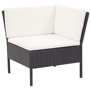 Set mobilier de grădină cu perne, 3 piese, negru, poliratan - Img 3