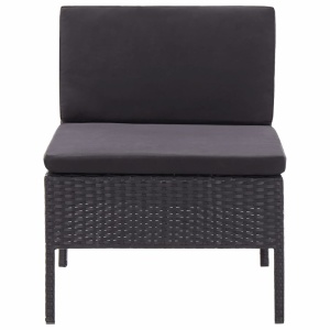 Set mobilier de grădină cu perne, 3 piese, negru, poliratan - Img 12