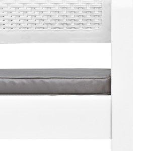 Set mobilier de grădină cu perne, 4 piese, alb, plastic - Img 7
