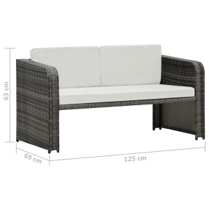 Set mobilier de grădină cu perne, 4 piese, antracit, poliratan - Img 11