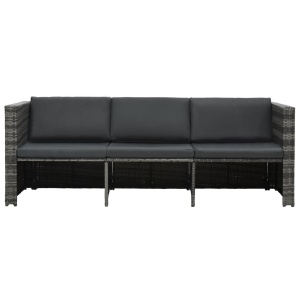Set mobilier de grădină cu perne, 4 piese, gri, poliratan - Img 4