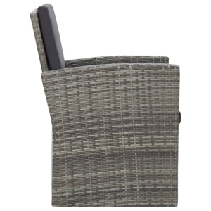 Set mobilier de grădină cu perne, 4 piese, gri, poliratan - Img 4