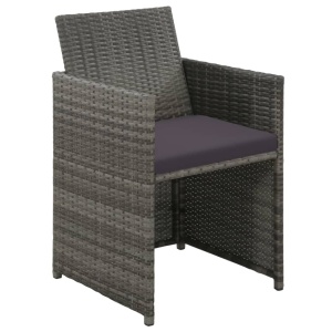 Set mobilier de grădină cu perne, 4 piese, gri, poliratan - Img 3