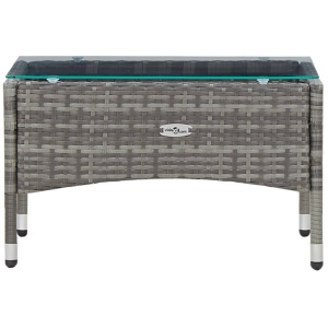 Set mobilier de grădină cu perne, 4 piese, gri, poliratan - Img 5