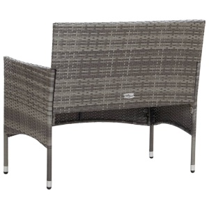 Set mobilier de grădină cu perne, 4 piese, gri, poliratan - Img 8