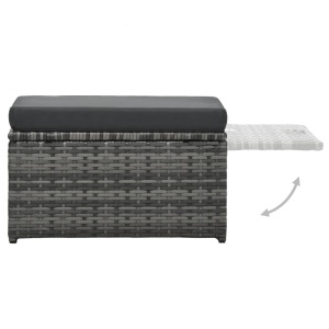 Set mobilier de grădină cu perne, 4 piese, gri, poliratan - Img 12