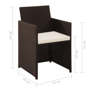 Set mobilier de grădină cu perne, 4 piese, maro, poliratan - Img 7