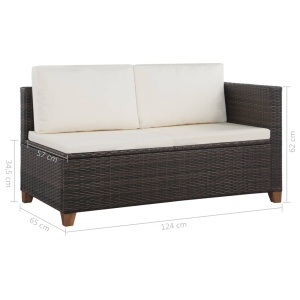 Set mobilier de grădină cu perne, 4 piese, maro, poliratan - Img 11