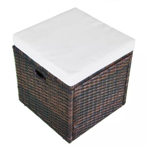 Set mobilier de grădină cu perne, 4 piese, maro, poliratan - Img 9