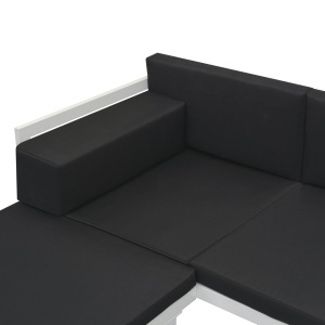 Set mobilier de grădină cu perne, 4 piese, negru, aluminiu - Img 10