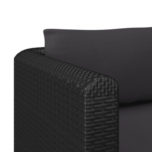 Set mobilier de grădină cu perne, 4 piese, negru, poliratan - Img 7