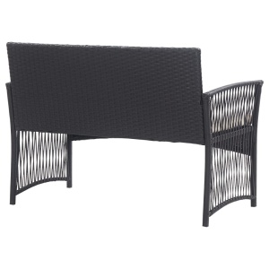 Set mobilier de grădină cu perne, 4 piese, negru, poliratan - Img 5