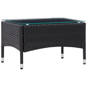 Set mobilier de grădină cu perne, 4 piese, negru, poliratan - Img 8