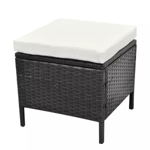 Set mobilier de grădină cu perne, 4 piese, negru, poliratan - Img 7