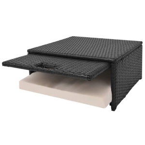 Set mobilier de grădină cu perne, 4 piese, negru, poliratan - Img 10
