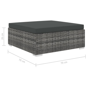 Set mobilier de grădină cu perne, 5 piese, gri, poliratan - Img 9