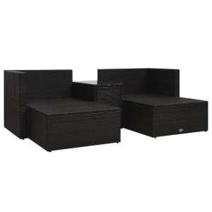 Set mobilier de grădină cu perne, 5 piese, maro, poliratan - Img 4