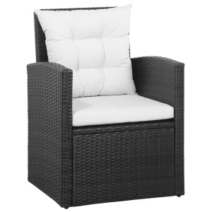 Set mobilier de grădină cu perne, 5 piese, negru, poliratan - Img 4