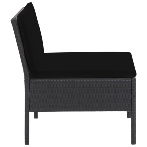 Set mobilier de grădină cu perne, 5 piese, negru, poliratan - Img 8