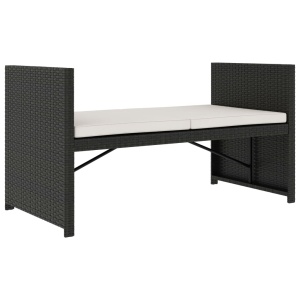 Set mobilier de grădină cu perne, 5 piese, negru, poliratan - Img 8