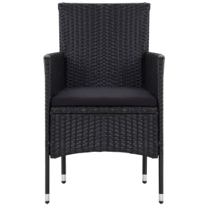 Set mobilier de grădină cu perne, 5 piese, negru, poliratan - Img 12