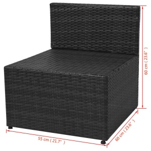 Set mobilier de grădină cu perne, 5 piese, negru, poliratan - Img 11