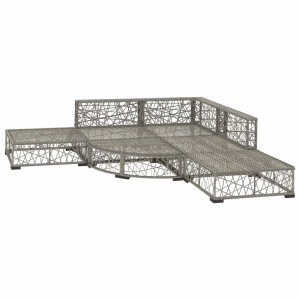 Set mobilier de grădină cu perne, 6 piese, gri, poliratan - Img 3